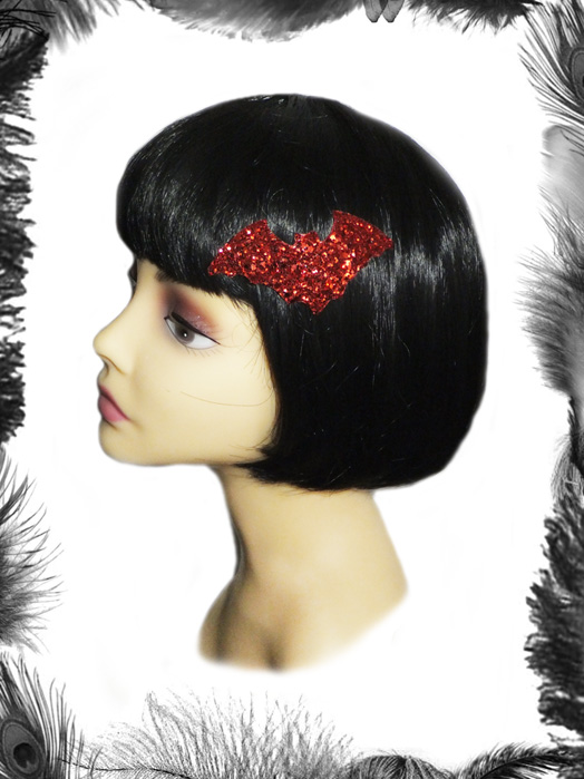 Glitter Bat Hair Clip, gothic, psychobilly accessory
