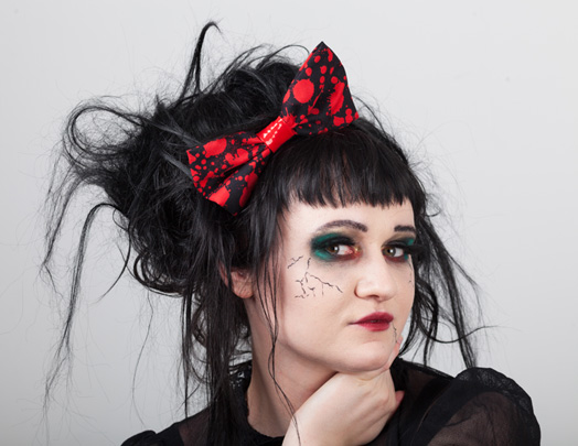 halloween horror blood spatter big hair bow