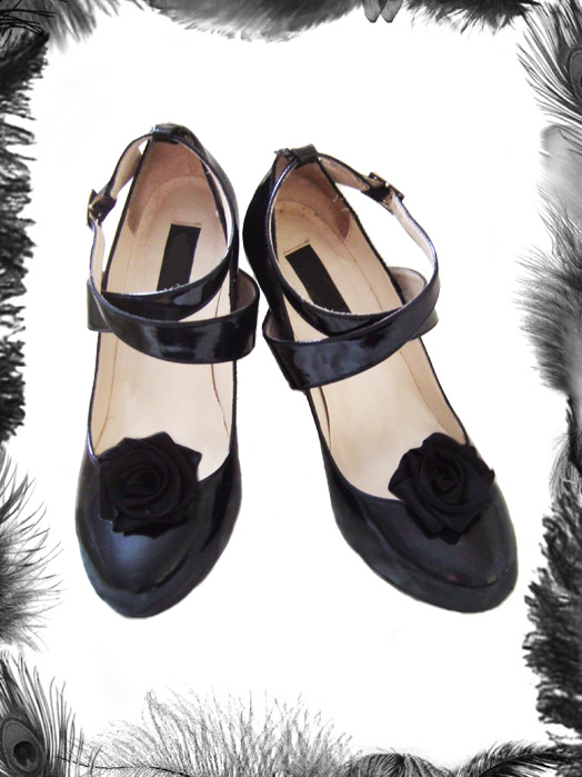 satin rose shoe clips, wedding, burlesque accessory